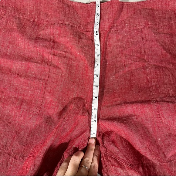SOFT SURROUNDINGS ~ Red Cotton Linen Blend Shorts with Buttons on Sides 1X - Picture 10 of 11